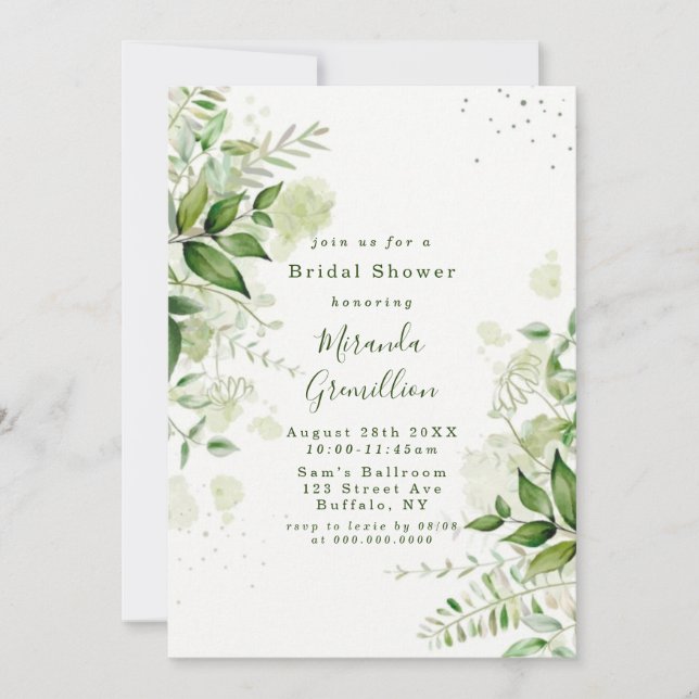 Rustic Greenery Vineyard White Bridal Shower Invitation (Front)