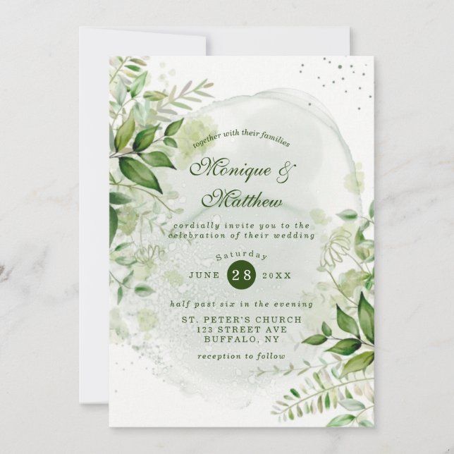 Rustic Greenery Vineyard White Wedding Invitation (Front)