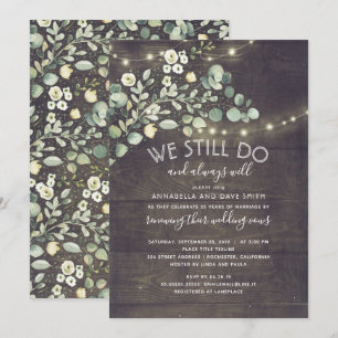 Rustic Greenery Vow Renewal Wedding Anniversary Invitation