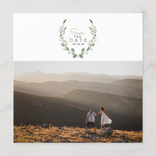 Rustic Greenery Watercolor Save the Date Photo Invitation
