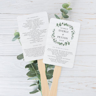 Rustic Greenery Wedding Ceremony Program Hand Fan