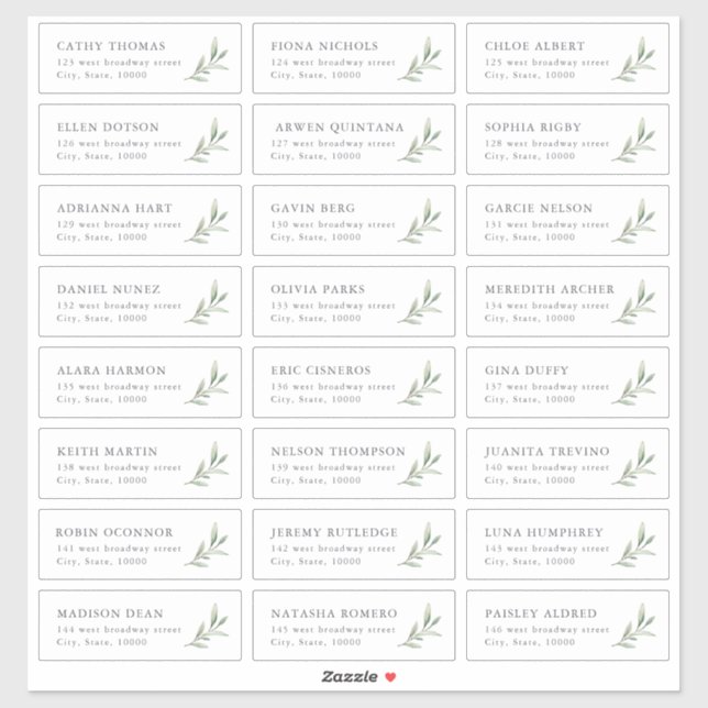 Rustic greenery wedding guest address label (Sheet)