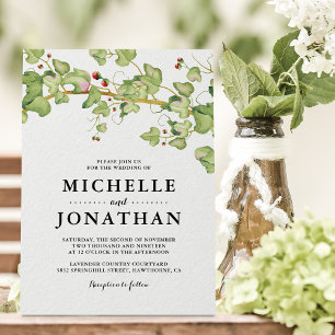 Rustic Greenery Wedding Invite   Botanical Ivy