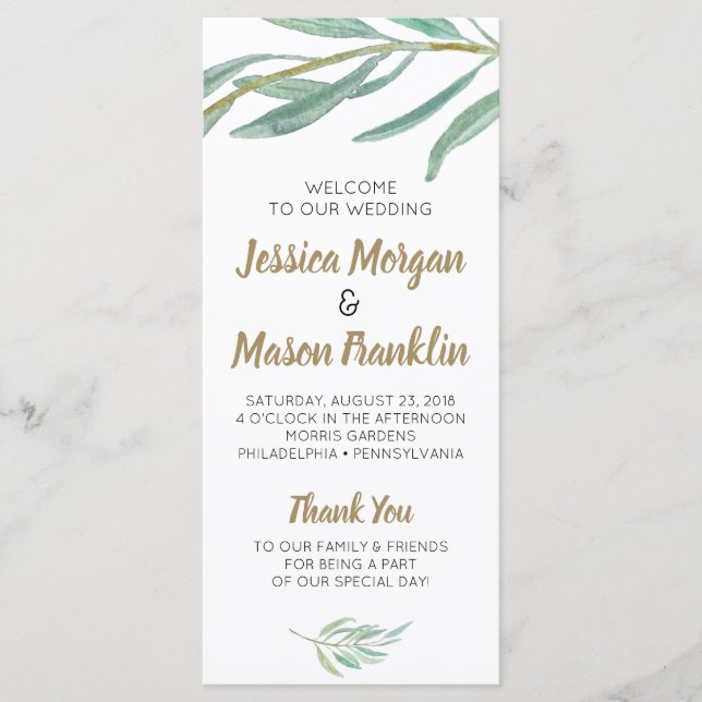 Rustic Greenery Wedding Program (Front)