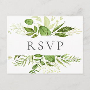 Rustic Greenery Wedding RSVP Postcards