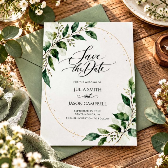 Rustic Greenery Wedding Save the Date (Creator Uploaded)