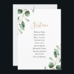 Rustic Greenery Wedding Table Plan Seating Cards<br><div class="desc">Designed to coordinate with our Moody Greenery wedding collection,  this customizable Seating Numbers Card template features watercolor sage green eucalyptus leaves paired with a stylish script in gold and classy serif font in grey. To make advanced changes,  go to "Click to customize further" option under Personalize this template.</div>