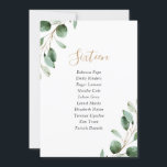 Rustic Greenery Wedding Table Plan Seating Cards<br><div class="desc">Designed to coordinate with our Moody Greenery wedding collection,  this customizable Seating Numbers Card template features watercolor sage green eucalyptus leaves paired with a stylish script in gold and classy serif font in grey. To make advanced changes,  go to "Click to customize further" option under Personalize this template.</div>