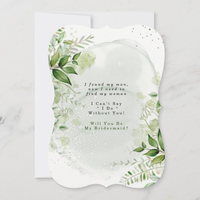 Rustic Greenery Will You Be My Bridesmaid Invitati Invitation (Front)
