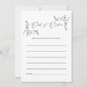 Rustic Greenery Winter Baby Shower Mom Advice Card
