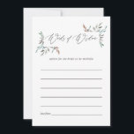 Rustic Greenery Winter Bridal Shower Advice<br><div class="desc">Watercolor leaves winter bridal shower advice for bride-to-be cards designed to be quickly and easily customized.</div>