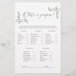 Rustic Greenery Winter Bridal Shower Game