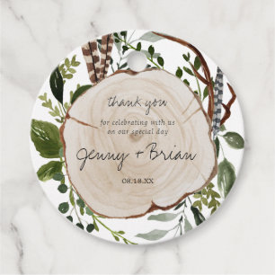 Rustic Greenery Wood Slice Wedding Thank You Favour Tags