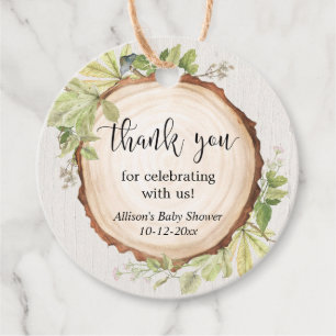 Rustic greenery woodland baby shower favour tags