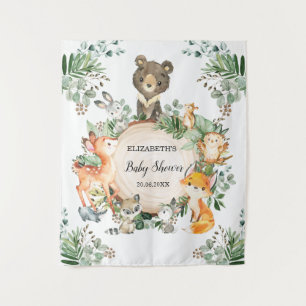 Rustic Greenery Woodland Forest Animals Welcome Tapestry