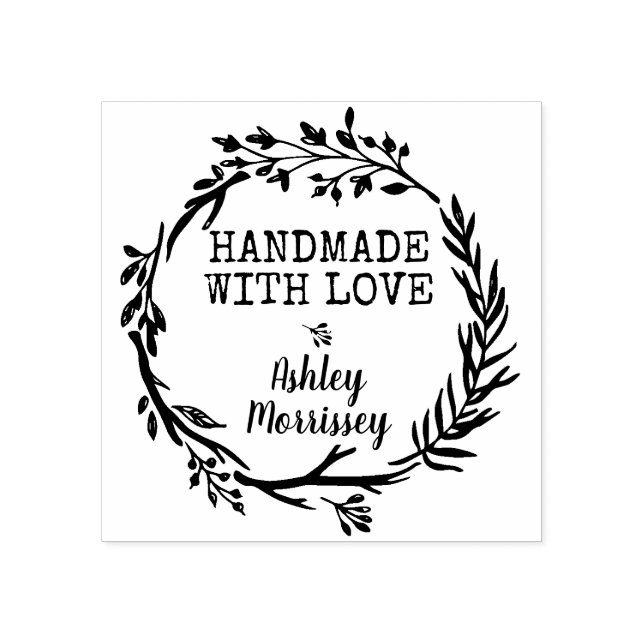 Rustic Greenery Wreath Handmade Create Your Own Rubber Stamp (Imprint)
