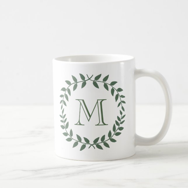 Rustic Greenery Wreath Monogram Country Wedding Coffee Mug (Right)