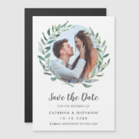 Rustic Greenery Wreath Photo Wedding Save the Date