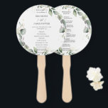 Rustic Greenery Wreath Round Wedding Program Hand Fan<br><div class="desc">Designed to co-ordinate with our Rustic Greenery wedding collection, this elegant wedding program features a chic watercolor sage green leafy wreath . Personalize it with your details easily and quickly, simply press the customise it button to further re-arrange and format the style and placement of the text. Double sided. (c)...</div>