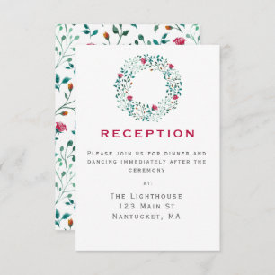 Rustic Greenery Wreath   Wedding Reception Insert Invitation