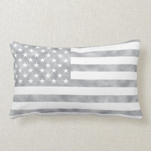 Rustic Grey American Flag Lumbar Pillow