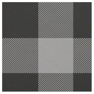 Rustic Grey and Black Buffalo Plaid Fabric