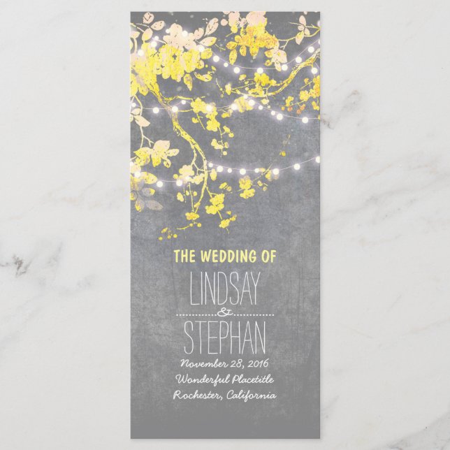 Rustic Grey and Yellow Branches Wedding Programs (Front)