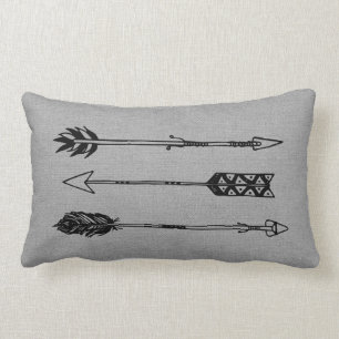 Rustic Grey Arrows Lumbar Pillow