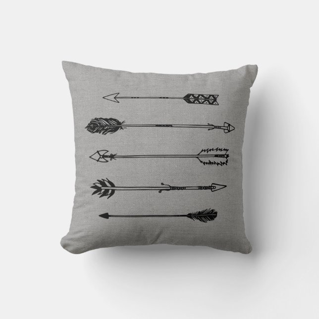 Rustic Grey Arrows Throw Pillow (Front)