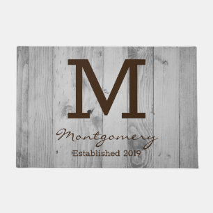 Rustic Grey Barn Wood Planks Personalized Doormat