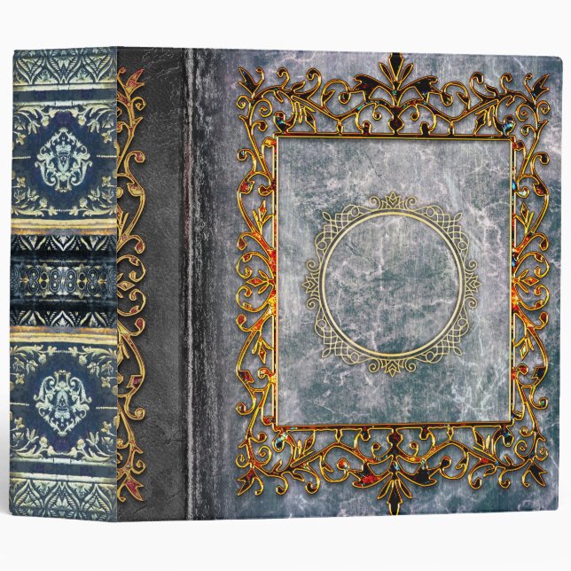 Rustic Grey Blue Celtic Ancient Tome Binder (Front/Spine)