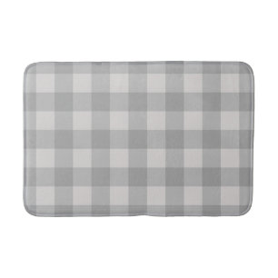 Rustic Grey Blue Chequered Squares Plaid Bath Mat