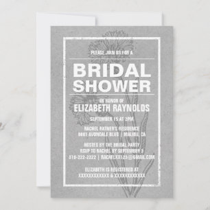 Rustic Grey Bridal Shower Invitations