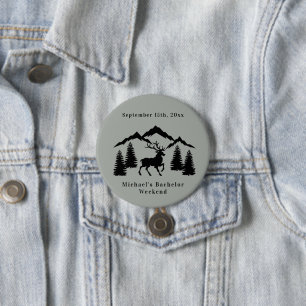 Rustic Grey Buck Hunting Bachelor Weekend 3 Inch Round Button