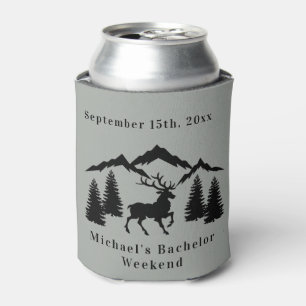 Rustic Grey Buck Hunting Bachelor Weekend Can Cooler