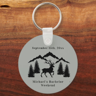 Rustic Grey Buck Hunting Bachelor Weekend Keychain