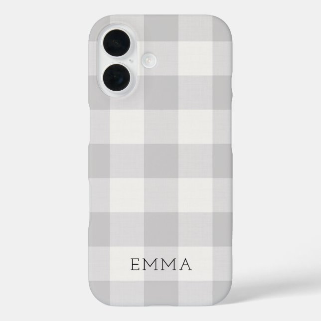 Rustic Grey Buffalo Check Monogram Case-Mate iPhone Case (Back)
