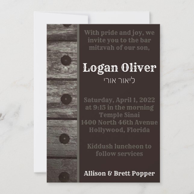 Rustic Grey Fence Invitation (Front)