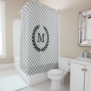 Rustic Grey Gingham Country Monogrammed