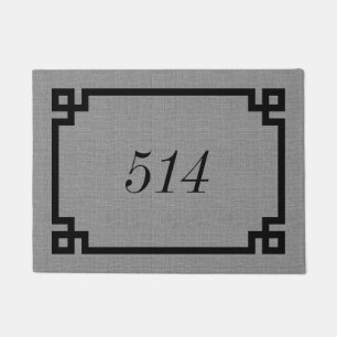 Rustic Grey Greek Key Personalized Address Number Doormat