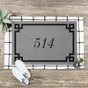 Rustic Grey Greek Key Personalized Address Number Doormat