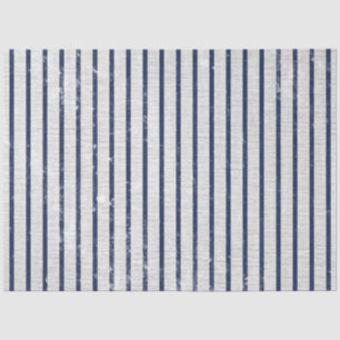 Rustic Grey Linen & Navy Blue Stripes Pattern  Tissue Paper