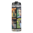 Rustic grey marble family photo collage monogram