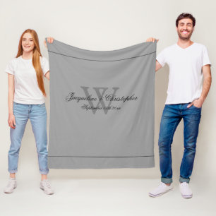 Rustic Grey Monogram Newlywed & Wedding Gift Chic Fleece Blanket