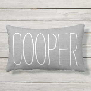 Rustic Grey Name Monogram Outdoor Pillow