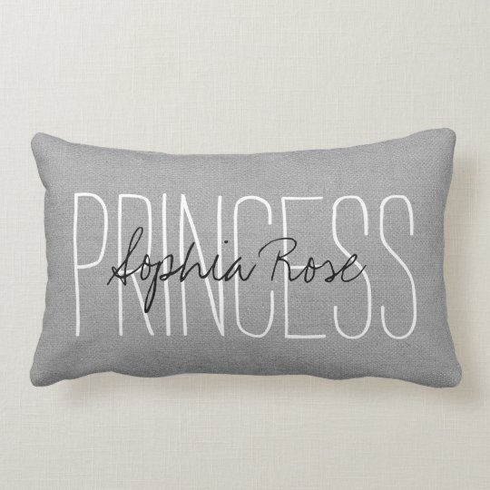Rustic Grey Princess Monogram Lumbar Pillow