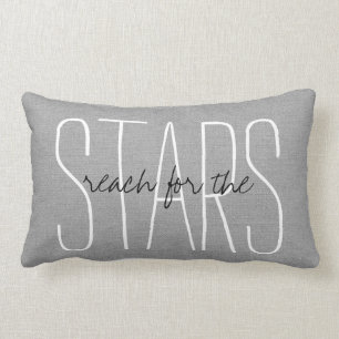 Rustic Grey Reach for the Stars Lumbar Pillow