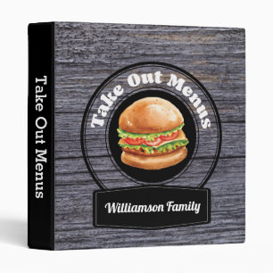 Rustic Grey Retro Family Take Out Menu Binder
