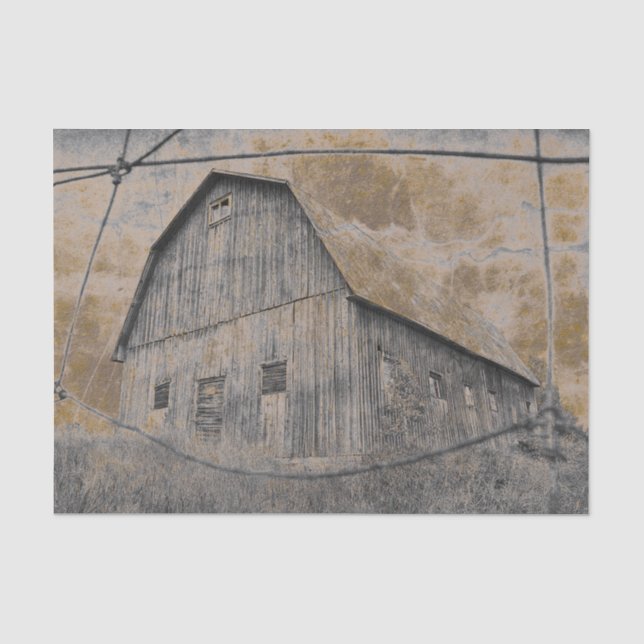 Rustic Grey Sepia Barn Vintage Texture Tissue Paper (Front)