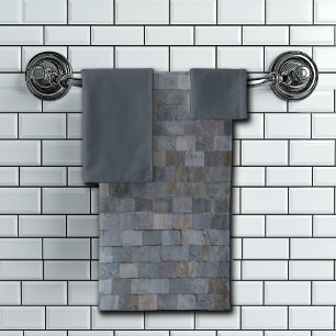 Rustic Grey Slate, Stone, Personalizable Bath Towel Set